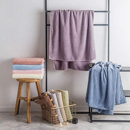 Xinrjojo 4 Piece Microfiber Fade Resistant Towel Set, Machine Washable, Super Soft Absorbent and Luxury Hotel Spa Towels, Quick-Dry Towel Gift Sets- Lavender Purple - color: Lavender Purple