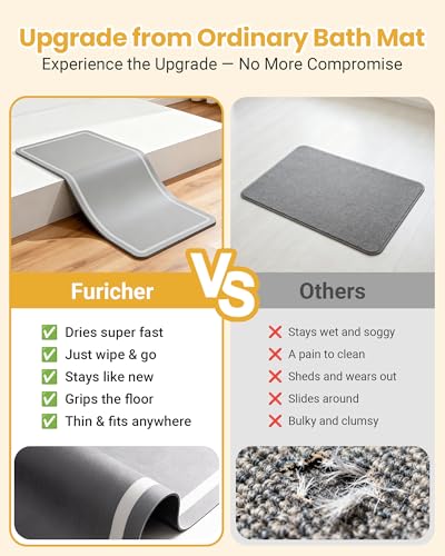 Stone Bath Mat for Bathroom, Soft Diatomaceous Earth Bath Mats, Small Bath Mat Non Slip, Super Absorbent Bath Room Mat Decor, Gray Bathroom Rugs, Quick Dry Bath Room Floor Mat, 15.74" x 23.62", Grey - size: 1'11" x 1'4" (Rectangular)