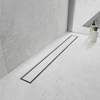 40"Linear Shower Drain Brushed Silver Drain with Tile Insert Grate | AISI 304 Stainless Steel Fast Drainage Rectangle Hidden Shower Trench,Detachable Hair Catcher Easy to install,Leveling Feet - color: Stainless Steel, size: 40 Inch (No Base)