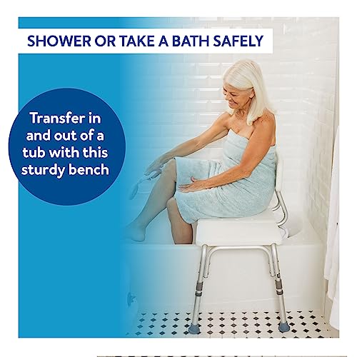 Carex Shower Bench and Shower Chair For Elderly and Disabled with Height Adjustable Legs, Tub Bench Converts to Right or Left Hand Entry, Shower Chair For Bathtub