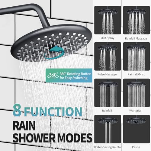 SR SUN RISE Shower Faucet - 10 Inch Multifunctional High Pressure Shower Head System with Handheld Shower Head Fixtures - Valve Included - Matte Black - color: Matte Black, size: 10 Inch