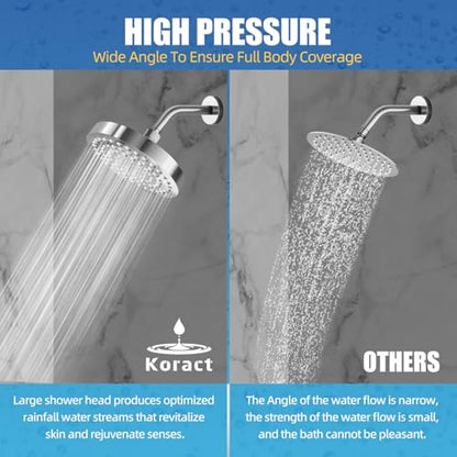 Shower Head High Pressure Rain Premium Luxury Design Anti-Clogging Silicone Nozzles Adjustable Replacement for Bathroom Shower Heads (Luxury Polished Chrome 6" Round) - color: Chrome