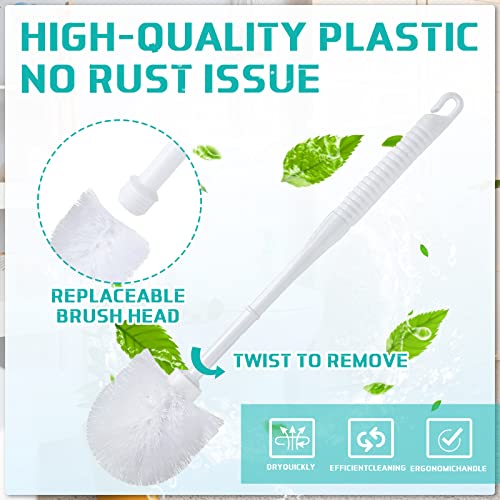 Roshtia 6 Sets Toilet Brush and Holder Set for Bathroom Cleaning Toilet Bowl Brush Scrubber with Caddy for Cleaning, 14.57 Height(White) - color: White