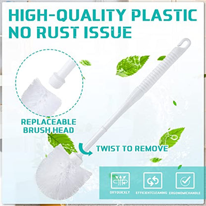 Roshtia 6 Sets Toilet Brush and Holder Set for Bathroom Cleaning Toilet Bowl Brush Scrubber with Caddy for Cleaning, 14.57 Height(White) - color: White