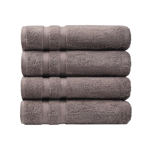 SOFE H&L | Olea Luxury Cotton Turkish Bath Towels Set of 4 Dark Gray | Premium, Soft, Durable, Absorbent | Hotel Quality Plush Towels and Thick Towel Sets - color: Dark Gray, size: Set of 4 (4 Bath Towels)