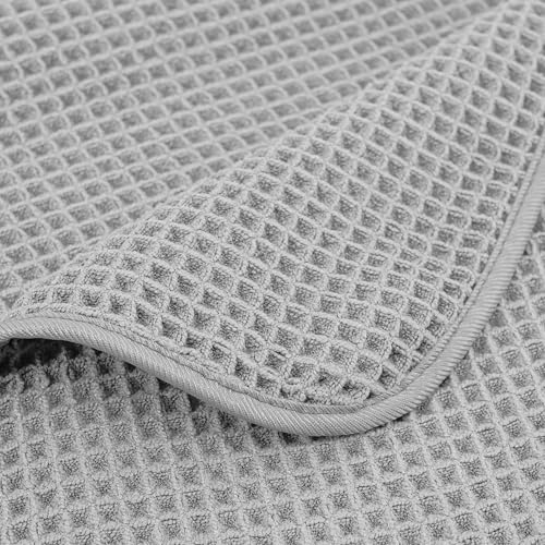 POLYTE 430 GSM Poly Blend Microfiber Waffle Bath Sheet XL Set, 35x70 in | 2 Pack, Oversize, Lint Free, Quick Dry - color: Light Gray, size: 35 x 70 in