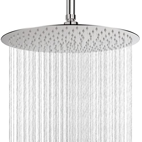 NearMoon Rain Shower Head, Ultra-Thin Design-Pressure Boosting, Awesome Some Experience, High Flow Stainless Steel Rainfall Head (16 Inch, Brushed Nickel) - color: Brushed Nickel, size: 16 Inch