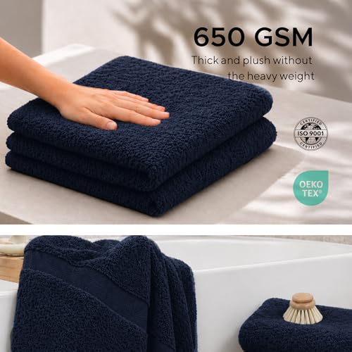 Veteran Textile LLC, Luxury Hotel & Spa, Turkish Cotton, 6 Pieces Towels Set, Max-Softness by Veteran Textile (Navy Blue) - color: Navy Blue