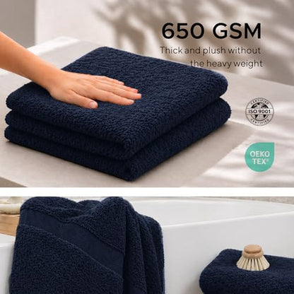 Veteran Textile LLC, Luxury Hotel & Spa, Turkish Cotton, 6 Pieces Towels Set, Max-Softness by Veteran Textile (Navy Blue) - color: Navy Blue
