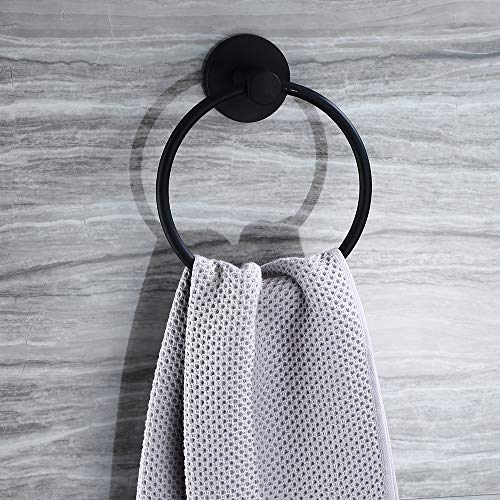 4-Piece Bathroom Hardware Set Black Wall Mounted, Robe Hook, Wall Toilet Paper Holder, Towel Ring, Adjustable Towel Bar(18’’-24’’),Bathroom Accessories Black Painted - size: 4 PCS