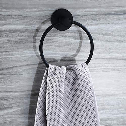 4-Piece Bathroom Hardware Set Black Wall Mounted, Robe Hook, Wall Toilet Paper Holder, Towel Ring, Adjustable Towel Bar(18’’-24’’),Bathroom Accessories Black Painted - size: 4 PCS