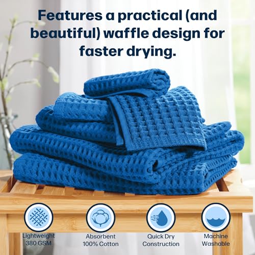 Stoneberry Home® 6-Piece Waffle Towel Set Cotton Cobalt - color: Cobalt