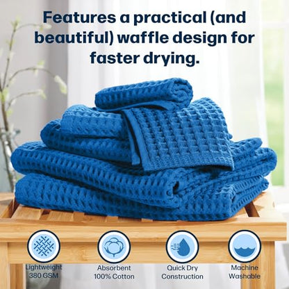 Stoneberry Home® 6-Piece Waffle Towel Set Cotton Cobalt - color: Cobalt