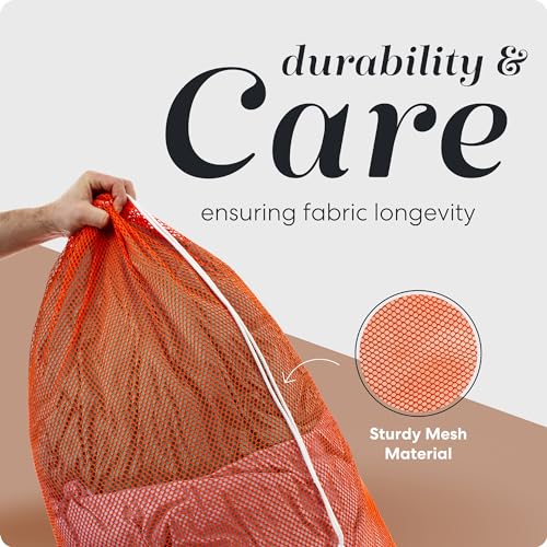 Handy Laundry Mesh XL Laundry Bag - Durable, Machine Washable with Secure Drawstring Closure - Perfect for College Dorms, Laundromats, Apartments (Orange, Large 24" x 36") | XL 24x36 Mesh Laundry Bag, Secure Drawstring, Heavy Duty, Machine Washable, for D