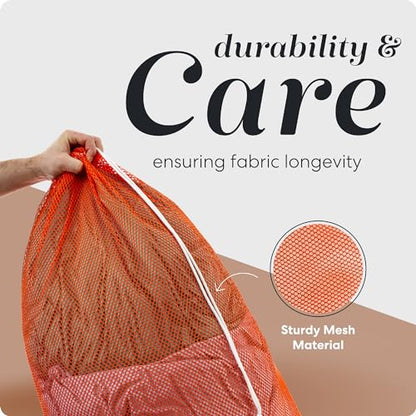 Handy Laundry Mesh XL Laundry Bag - Durable, Machine Washable with Secure Drawstring Closure - Perfect for College Dorms, Laundromats, Apartments (Orange, Large 24" x 36") | XL 24x36 Mesh Laundry Bag, Secure Drawstring, Heavy Duty, Machine Washable, for D