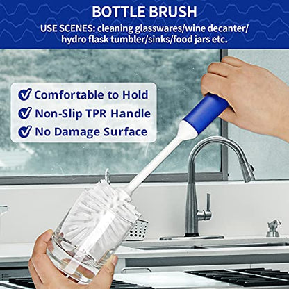 CELOX Kitchen Scrub Brush Set with Ergonomic Handle, Deep Cleaning Brushes, Include Dish Brush (Blue) - color: Blue