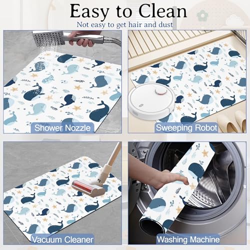 Elightvap Cute Shark Starfish Bathroom Mat Quick Drying Non Slip Bath Mats Absorbent,Bath Mat Quick Dry Bathroom Rug in Front of The Kitchen Sink, Shower Room, Bathtub,17 * 29.5 Inches - color: Cute Shark Starfish
