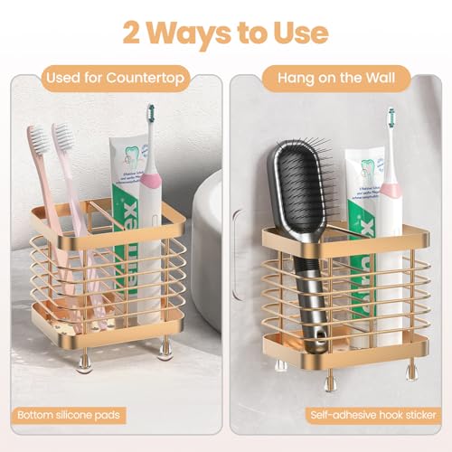 Luxspire Toothbrush Holders for Bathroom, Stainless Steel, 2 Slots, Rose Gold - color: Rose Gold, size: 2 slots