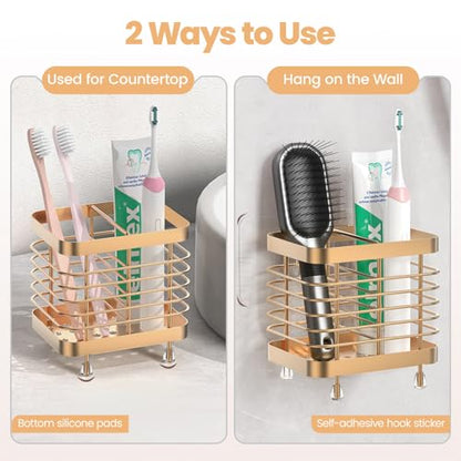 Luxspire Toothbrush Holders for Bathroom, Stainless Steel, 2 Slots, Rose Gold - color: Rose Gold, size: 2 slots