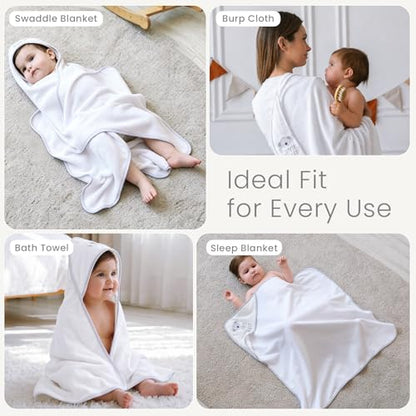 Softan Baby Hooded Towels and Washcloths Set 6 Pack, 28x28 Ultra Soft & Absorbent Baby Bath Towels for Newborn Infant Toddler, Unisex Boys Girls (Pink Heart & Grey Koala) - color: Pink Heart & Grey Koala