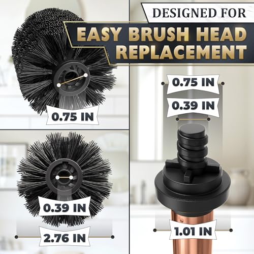 Bronze Toilet Brush and Holder Set for Modern Bathrooms (Bronze) | Toilet Bowl Brush and Holder, Removable Inner Bowl, Dense Bristles, Long Handle, Scratch Resistant, Detachable Long Handle - color: Bronze