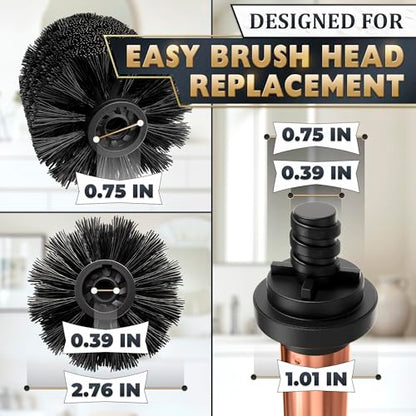 Bronze Toilet Brush and Holder Set for Modern Bathrooms (Bronze) | Toilet Bowl Brush and Holder, Removable Inner Bowl, Dense Bristles, Long Handle, Scratch Resistant, Detachable Long Handle - color: Bronze
