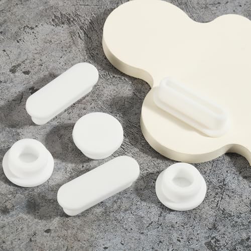 uxcell 6Pcs Sink Overflow Ring, Universal Sink Overflow Drain Cover, Insert in Hole Silicone Cap Oval Caps for Bathroom Kitchen Basin Wash Basin, White