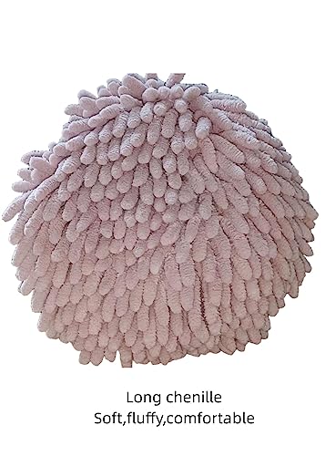 Ivymei 3 Pack Fuzzy Chenille Hand Towels Ball,Hanging Hand Towel with Loop for Kitchen Bathroom,Quick Dry Absorbent Hand Bath Towel(Pink) - color: Pink