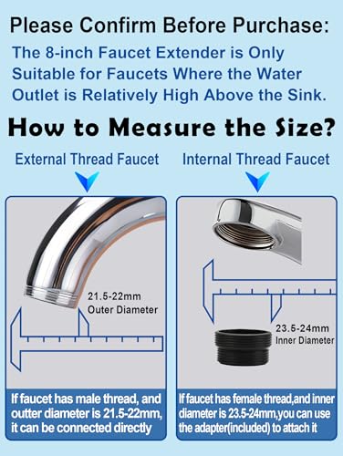 UFO-shaped 360° Swivel Kitchen Faucet Extender,Anti-Splash Dual-function Kitchen Faucet Sprayer Attachment,Large-diameter Shower Head Sink Aerator,Water Saving-8 Inch - style: LONG
