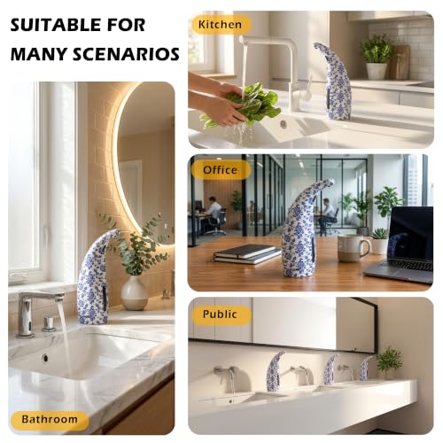 Automatic Soap Dispenser Touchless Rechargeable 10 oz | Magnetic USB Charging, IPX7 Waterproof Sensor Pump with 4 Adjustable Levels for Kitchen Sink & Bathroom Hand Soap - color: Cobalt Blue