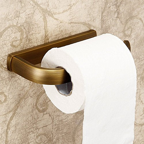 Leyden Antique Brass Toilet Paper Holder, Brass Toilet Roll Holder Bathroom Wall Mount Tissue Roll Dispenser