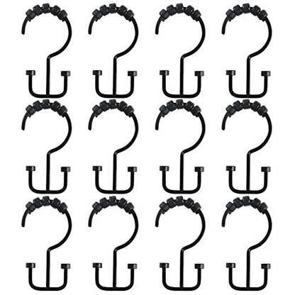 HK1BK Deco Flat Double Roller Shower Curtain Hooks; Black - color: Black