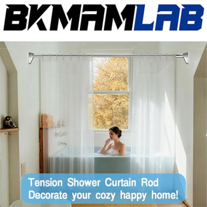 Silver Shower Curtain Rod 39 to 137 Inch,Heavy-Duty inner Lock Stainless Steel Telescopic Rod,1.2-Inch Diameter Bathroom Anti-Rust And anti-Slip Tension Rod Without Drilling,Convenient to Use - color: Stainless steel, size: 39-137 Inches