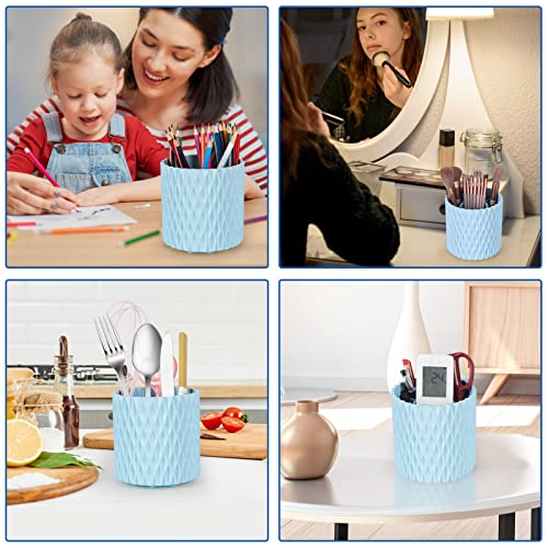 Makeup Brush Holder Organizer - 360° Rotating, 5-Slot Brush Cup for Cosmetics, Lipsticks, Pens | Vanity & Desk Organizer (Light Blue) - color: Light Blue