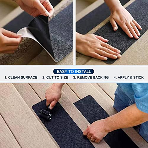 SANKEMU Black Anti Slip Tape, 2 inch by 33 feet, Non-Slip Traction Grip Tape to Tubs, Boats, Stairs, Clear, Soft, Comfortable for Bare feet - size: 2 Inch x 33 Feet Black