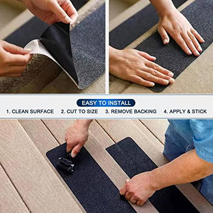SANKEMU Black Anti Slip Tape, 2 inch by 33 feet, Non-Slip Traction Grip Tape to Tubs, Boats, Stairs, Clear, Soft, Comfortable for Bare feet - size: 2 Inch x 33 Feet Black