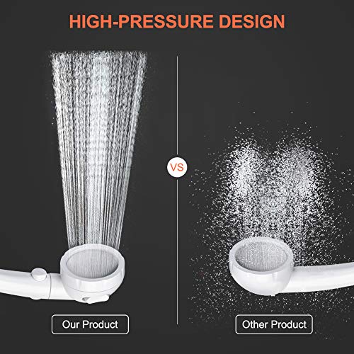 CAMPLUX Handheld Shower Head with 5 FT Hose, 3-Setting Portable Spray Shower Head, High Pressure Shower Head with ON/Off Switch