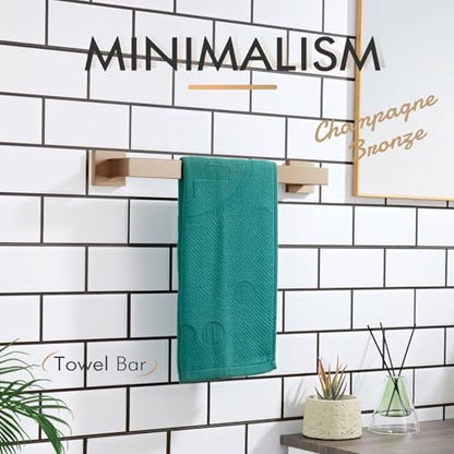 KOKOSIRI 16-Inch Towel Bar for Bathroom Wall Kitchen Towels Holder Wall Mount SUS304 Stainless Steel Towel Rack, Champagne Bronze B4003CPG-L16 - color: Champagne Bronze, size: 16-Inch