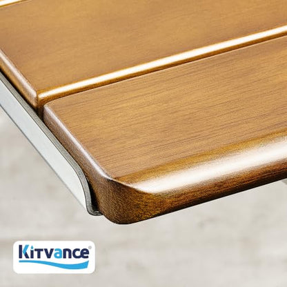 [Upgraded Version] 20" Folding Teak Shower Seat Wall Mounted- Shower Bench for Inside Shower, ADA Compliant Teak Shower Seat Wall Mounted Bench Bathroom Stool, Folding Bathtub Shower Seat for Elderly - size: 20*17*10.9 Inch Teak