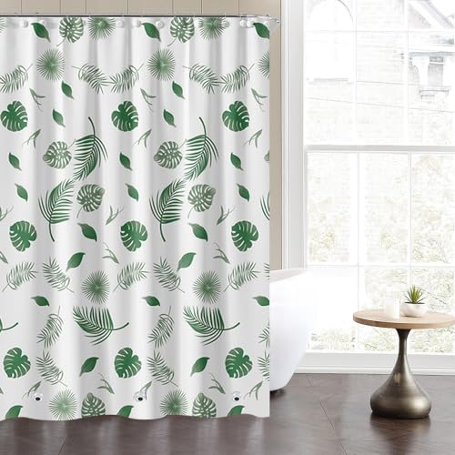 Plastic Shower Liner - Premium PEVA 4G Shower Curtain Liner with Rustproof Grommets and 3 Weighted Magnets, Waterproof Shower Curtains for Bathroom (Green Leaf) - color: Green Leaf, size: 71"W x 71"L (Pack of 1)