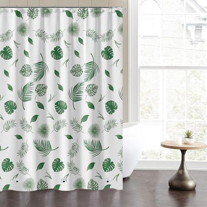 Plastic Shower Liner - Premium PEVA 4G Shower Curtain Liner with Rustproof Grommets and 3 Weighted Magnets, Waterproof Shower Curtains for Bathroom (Green Leaf) - color: Green Leaf, size: 71"W x 71"L (Pack of 1)