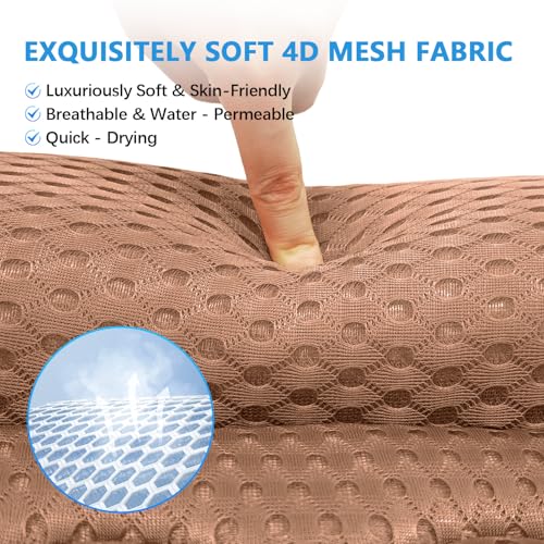 REEZEIVI Bath Pillows for Tub,Thick Neck Back Support Bathtub Cushion,Brown | 4D breathable body-fitting mesh, 6 strong anti-slip suction cups, machine washable & quick drying, durable for all bathtubs - color: Brown