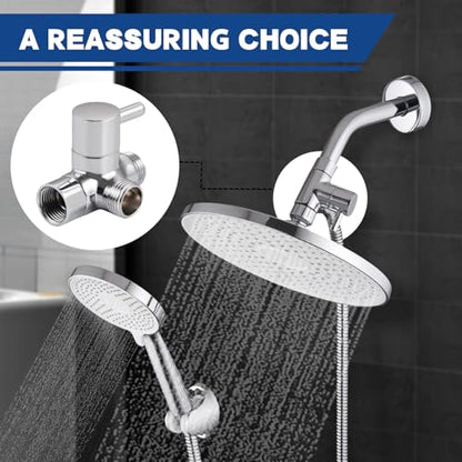 All Metal 2-Way Shower Arm Diverter Valve, G1/2 Solid Brass Shower Splitter for Handheld and Fixed Showerhead – Universal Bathroom Diverter Replacement Part Chrome - color: Chrome