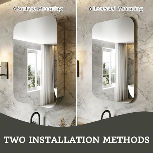 20 x 31 in Medicine Cabinet with Mirror and Side Panels, Silver | Surface or Recessed Medicine Cabinet Mirror with Storage, Adjustable Shelves, Aluminum Alloy Frame, Assembly Required - size: 20''x31''(V1)