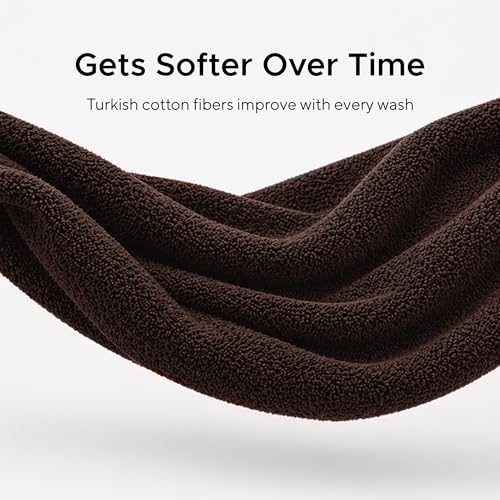 6 Pieces-Turkish Cotton - Luxury Towel Set for Bathroom & Kitchen, 2 Bath Towels, 2 Hand Towels & 2 WashCloths *Valued $79.99* (Dark Chocolate) - color: Dark Chocolate