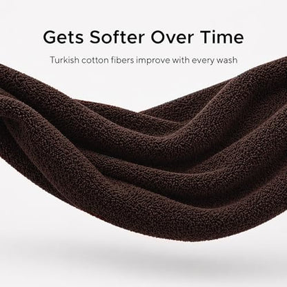 6 Pieces-Turkish Cotton - Luxury Towel Set for Bathroom & Kitchen, 2 Bath Towels, 2 Hand Towels & 2 WashCloths *Valued $79.99* (Dark Chocolate) - color: Dark Chocolate