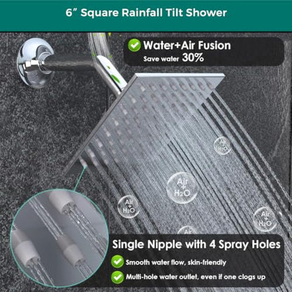 Digital Display Shower Faucet Set Dual Heads LED Shower System | 14X20" LED Ceiling Shower with Light Remote & 6" Wall Mounted Shower Head & Dual Function Handheld Shower, Chrome - color: Chrome