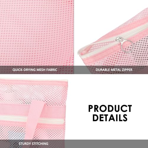 GYEUKHAM Portable Mesh Shower Caddy with 2 Zipper Pockets & Dual Handles, Quick-Drying Hanging Shower Tote for College Dorm, Gym, Travel & Camping, Pink - color: Small-Pink-1 Pack