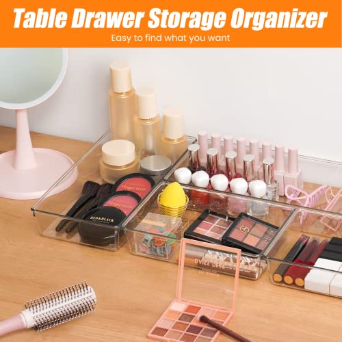 18 Pcs Large Size Clear Drawer Organizer Set, Acrylic Non Slip Non Cracking Kitchen Drawer Storage Tray Divider, Multifunctional Storage for Cosmetics, Bathroom, Tools, Kitchen and Office - size: 18 Pack