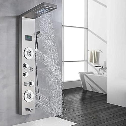 Shower Panel Tower Faucet Set Rain Massage Body Jets System Stainless Steel
